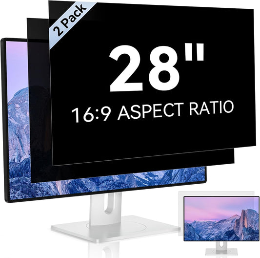 [2 Pack] 28 Inch Computer Privacy Screen for 16:9 Aspect Ratio Widescreen Monitor, Eye Protection Anti Glare Blue Light Computer Monitor Privacy Filter, Removable Anti-Scratch 28in Protector Film