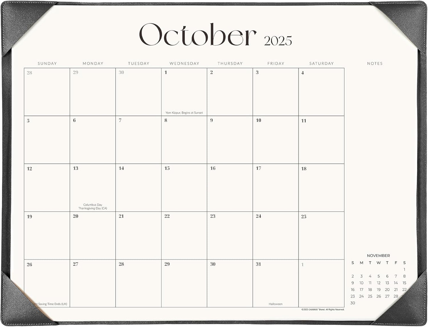 Simplified Desk Calendar 2025-2026 with Desktop Mat, Cabbrix Large Desk Pad Calendar 21" x 16-1/2" From July 2025 to December 2026, Desk Blotter Calendar 2025 for Home School and Office (Black)