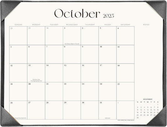 Simplified Desk Calendar 2025-2026 with Desktop Mat, Cabbrix Large Desk Pad Calendar 21" x 16-1/2" From July 2025 to December 2026, Desk Blotter Calendar 2025 for Home School and Office (Black)
