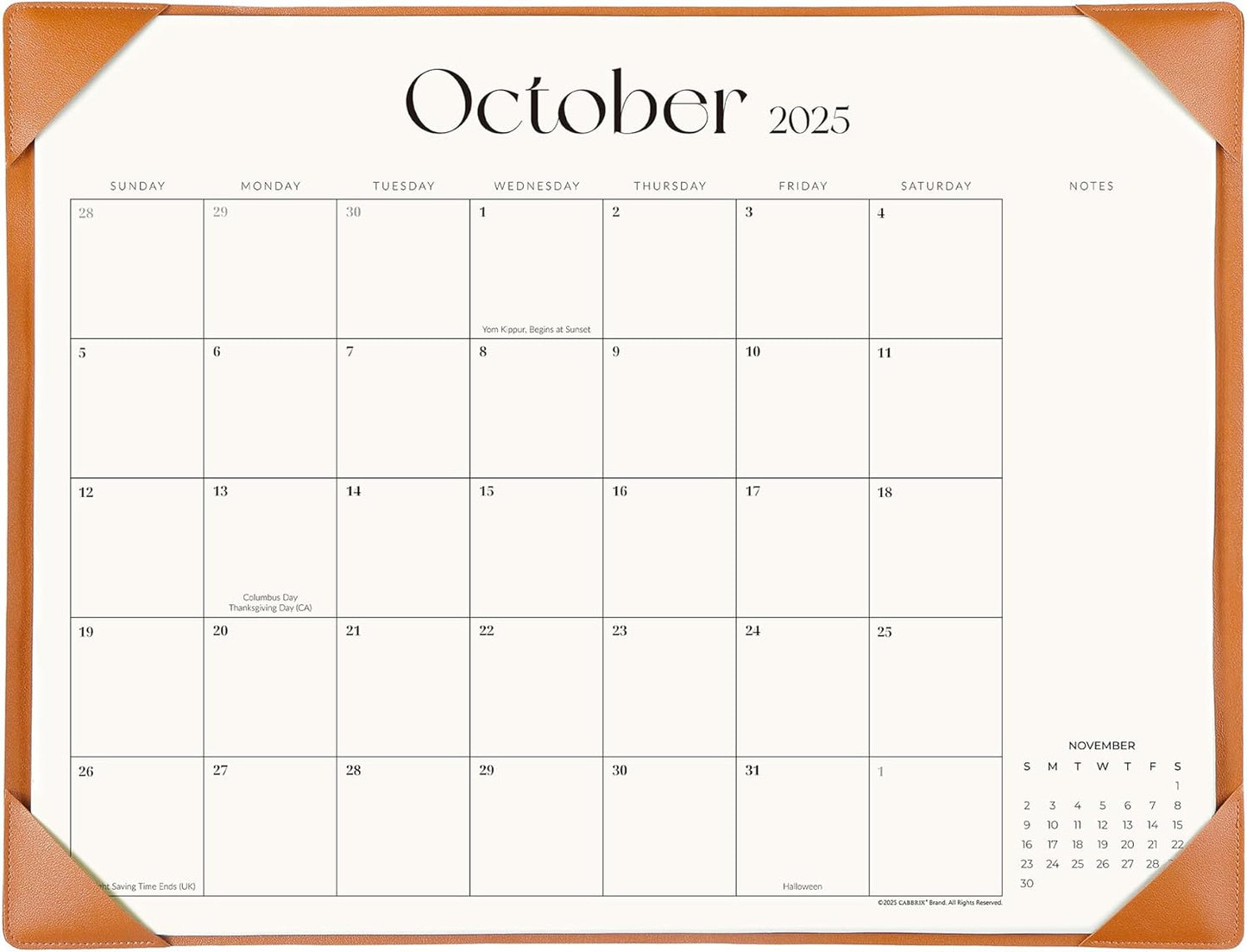 Simplified Desk Calendar 2025-2026 with Desktop Mat, Cabbrix Large Desk Pad Calendar 21" x 16-1/2" from July 2025 to December 2026, Desk Blotter Calendar for Home School and Office (Brown)
