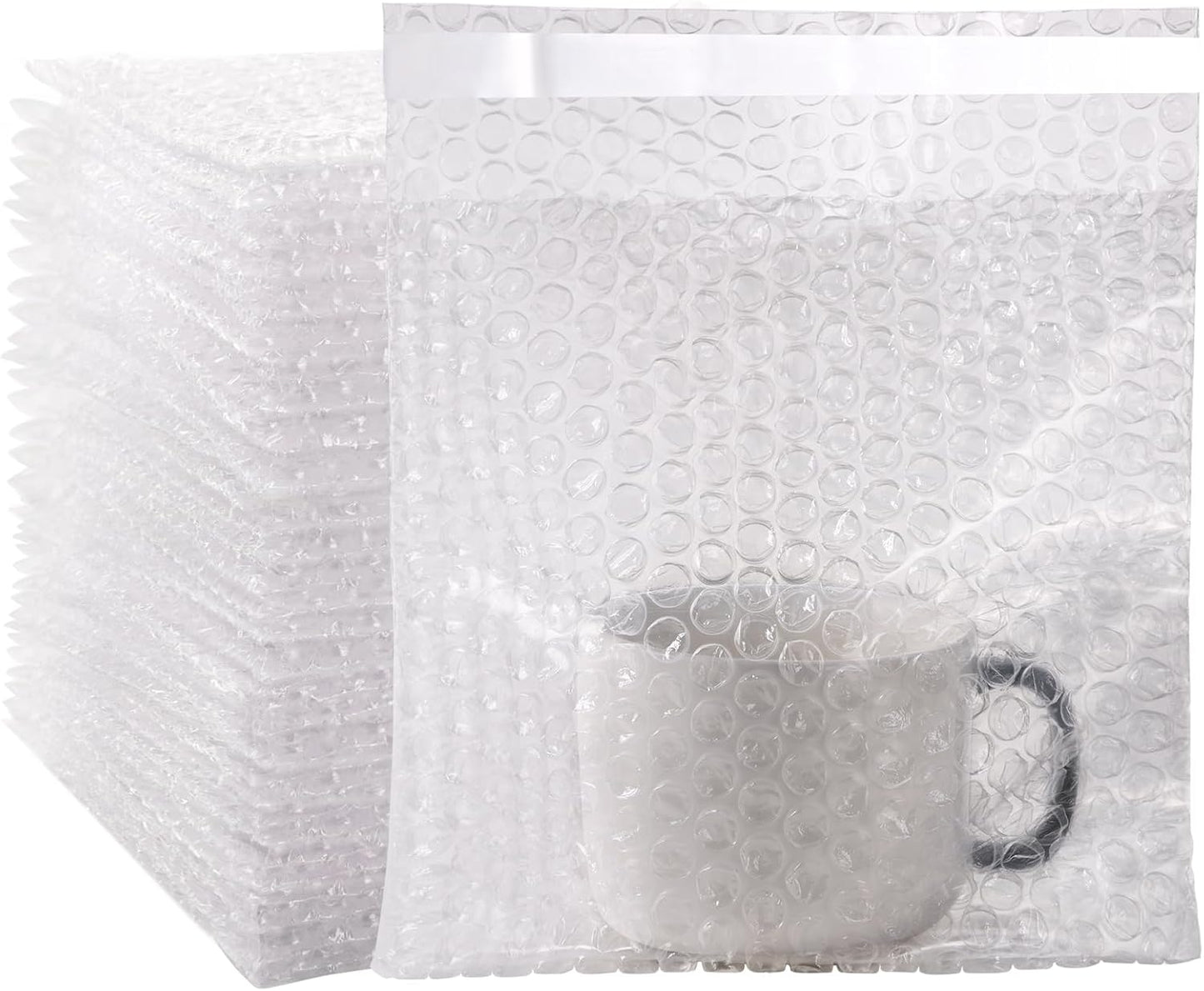 100 Pack Self-Seal Bubble Pouch Bags 7.5x7.5 Inch Small Bubble Out Bag Pouches Clear Double Walled Bubble Cushioning Bags for Packing, Shipping and Storage