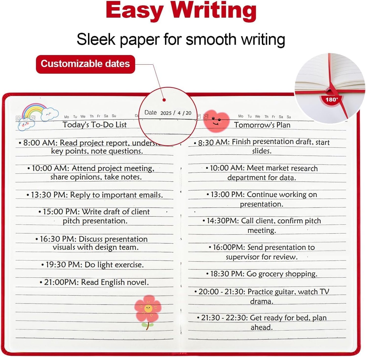 Lined Journal Notebooks, 160 Pages, 5.5x 8.2-Inch Journals for Women Men, Hardcover Notebook with 100 gsm Thick Paper, A5 Size College Ruled Notebook for Writing/Travel/Work (Red, 6 Pack)