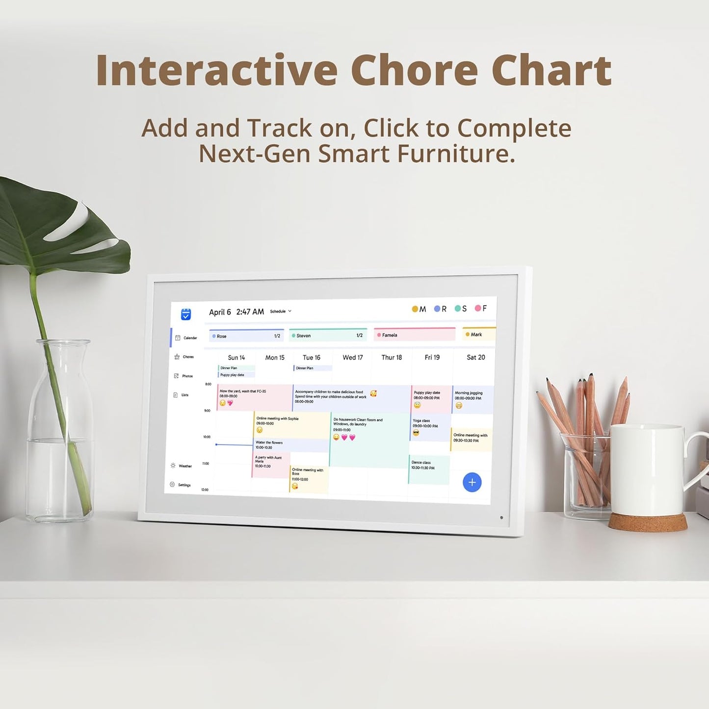 Dragon Touch 15.6" Digital Calendar Chore Chart – 1080P Full HD Interactive Touchscreen, Smart Family Planner, Hearth Display Digital Calendar Wall & Desk Mountable for Seamless Scheduling