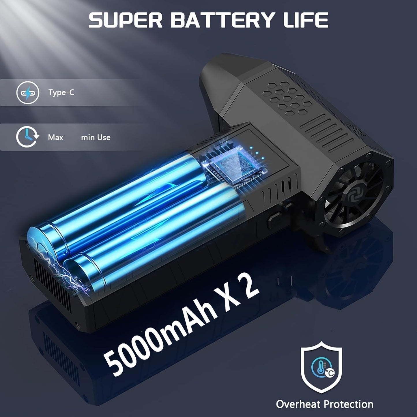 Compressed Air Duster 130000RPM Electric Air Duster with Light Super Power Cordless Air Duster Blower 4-Gear Adjustable Mini Blower Rechargeable Battery for Keyboard House Outdoor and Car