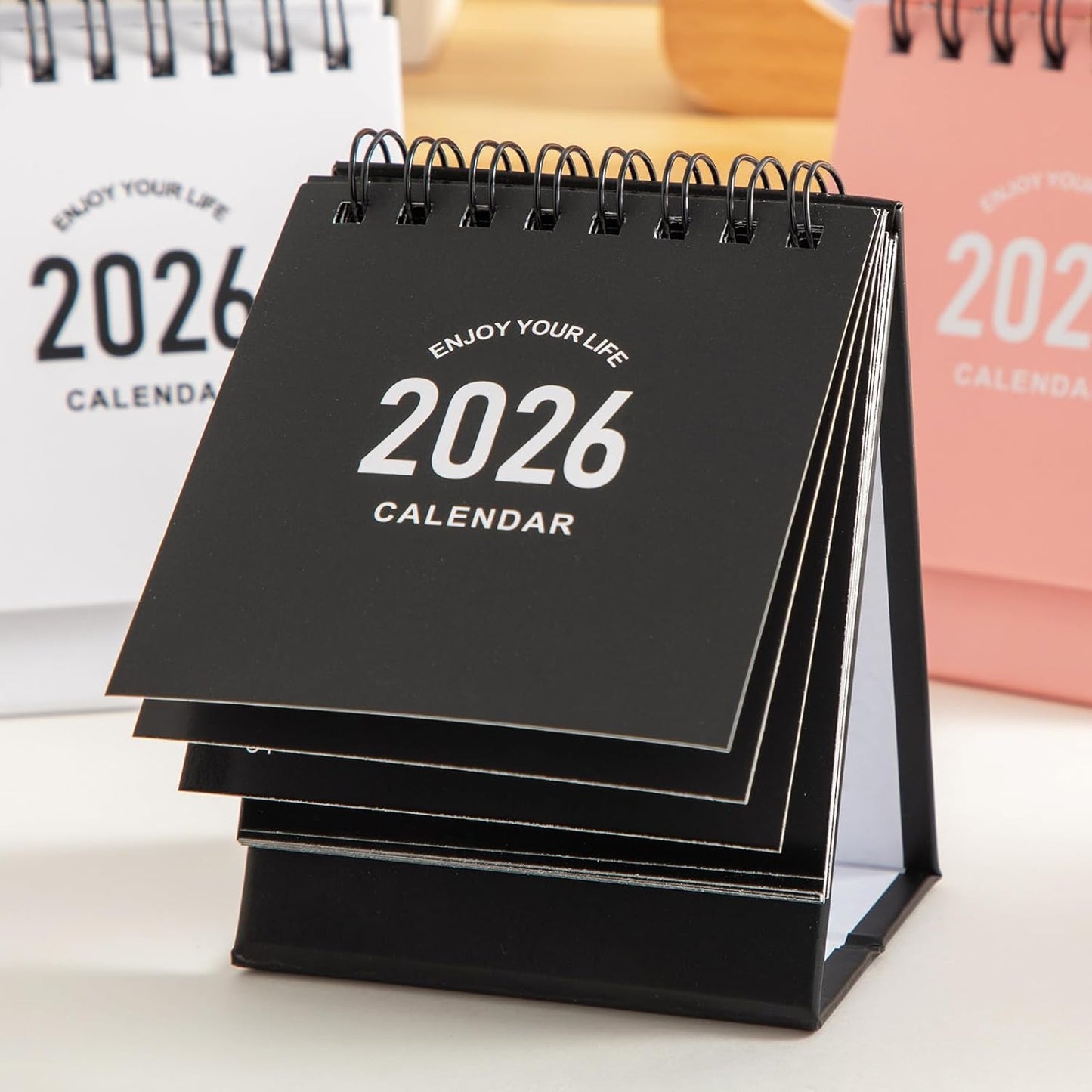 Mini Desk Calendar 2025-2026 - Runs From July 2025 to Dec 2026, Small Standing Desk Calendars with Stickers for Home Office School, 250gsm Thick Paper (Mini Black)