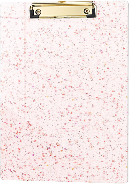 Hongri Plastic Acrylic Glitter Clipboard, 8.5x11" Stardard Letter A4 Size Clipboards for Classroom, Taecher, Women.Cute Confetti Clip Board, Office Supplies, School Supplies.