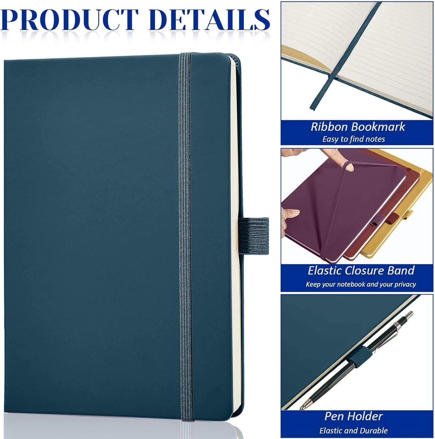 Laumoi 14 Pack Lined Journal Notebooks 5.5 x 8.2 Inch A5 Hardcover Notebook College Ruled Notepad with Pen Holder PU Leather Ruled Lined Journals for School Business Work Writing(Retro Color)