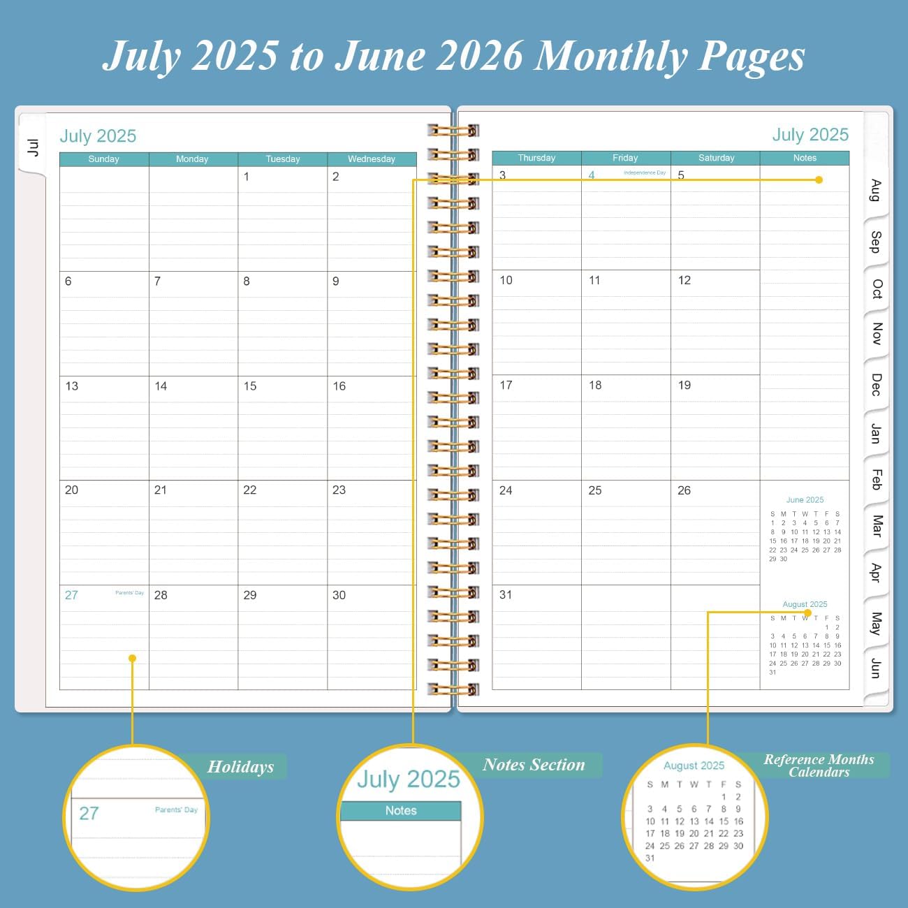 2025-2026 Appointment Book & Planner - Hourly Planner from July 2025 - June 2026, Weekly Appointment Book 2025-2026 with 30-Minute Interval, 6.4" x 8.5", Dark Blue