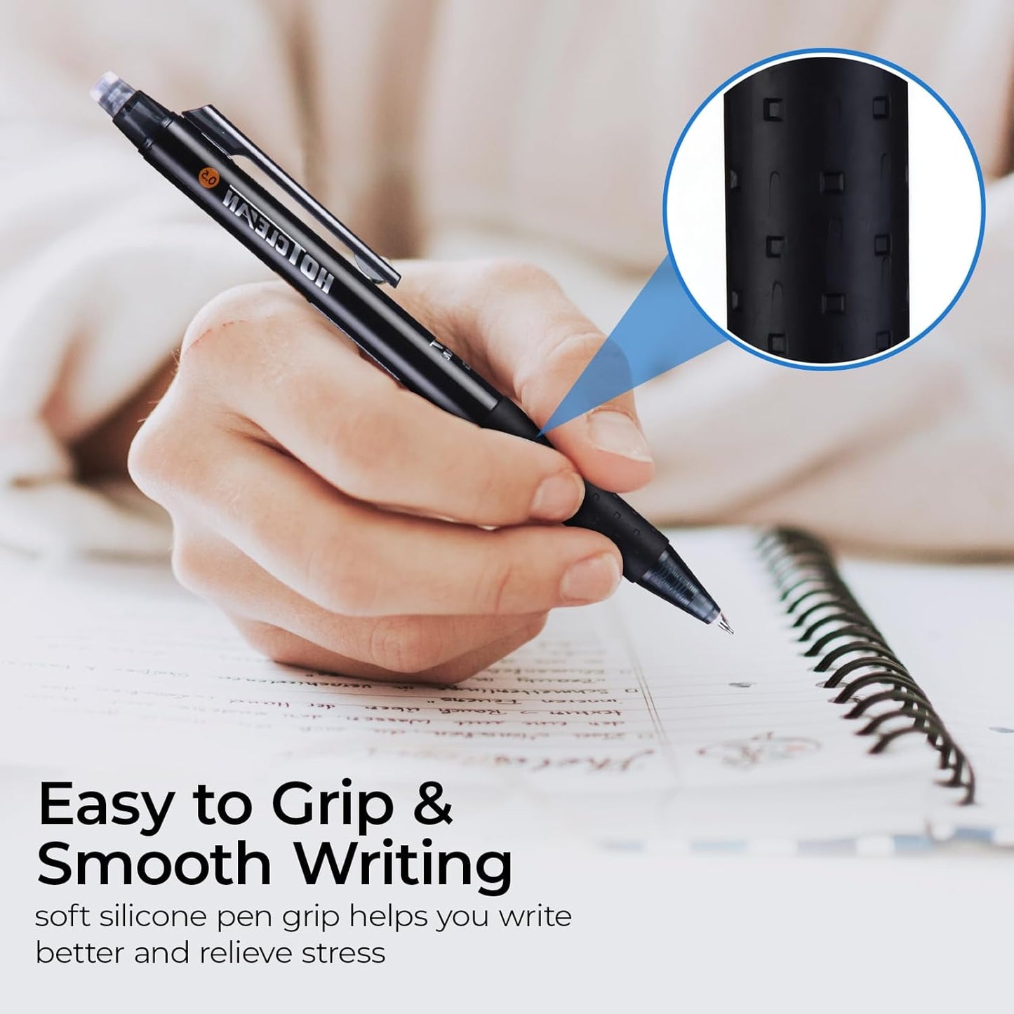 M&G Erasable Gel Pens, 6 Pcs Retractable Black Ink Erasable Pen Fine Point 0.5mm, Quick Dry Erasable Pen with Non-Slip Grip, Pens Make Mistakes Disappear for Drawing Writing Planner Office School