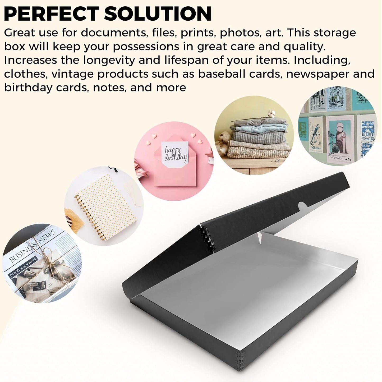 Golden State Art, Archival Folio Storage Box 13x19, Clamshell Design with Metal Edge, Preserve and Store Photos Documents Cards Prints Arts Crafts DIY, Black, Pack of 2