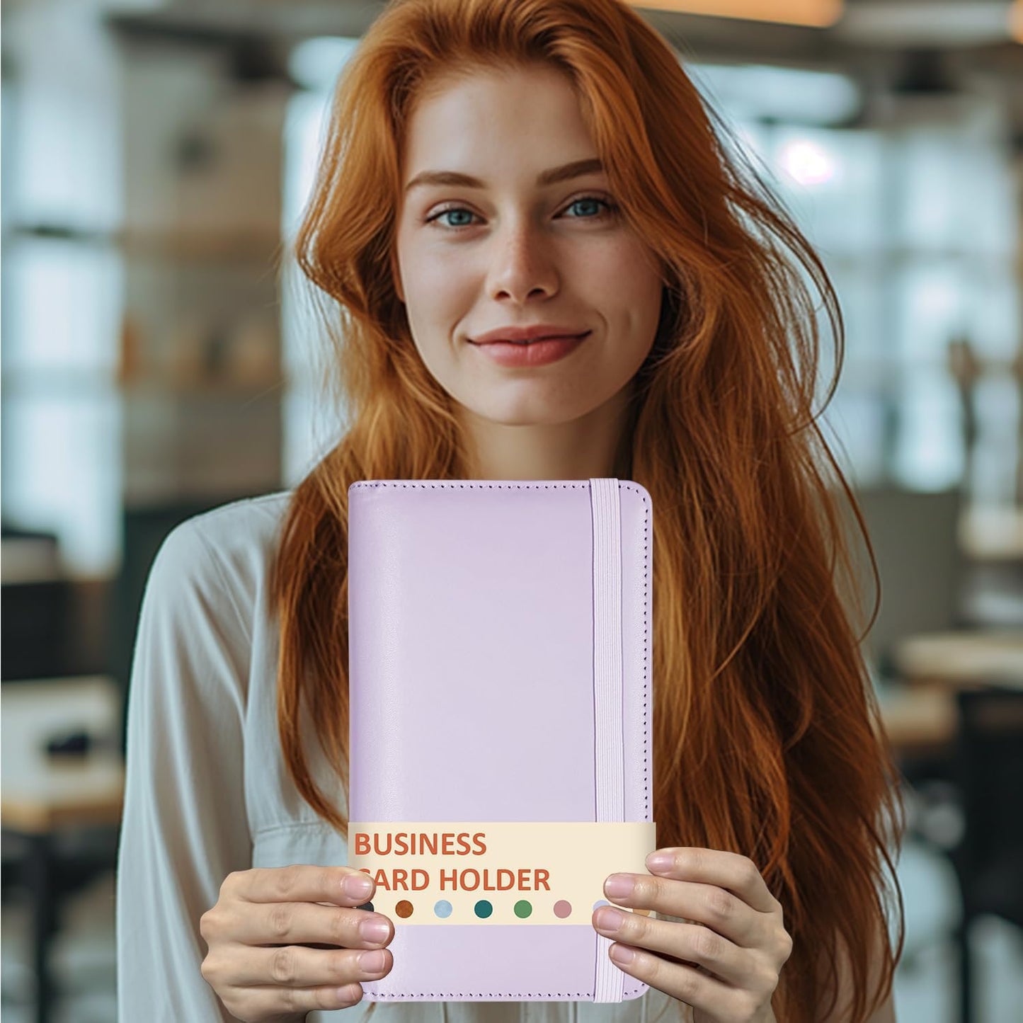 Leather Professional Business Card Holder Book Organizer, 240 Card Slots Capacity Booklet, Premium PU Name Cards Storage Folder with Soft Cover, Credit Card Binder Holder for Men/Women (Purple)