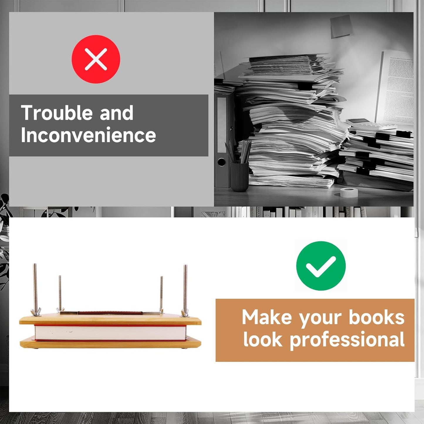 GeryVtee Wooden Book Press 9.8x7.87 inch Large Bookbinding Press Portable Binding Machine with Handle Easy Assemble Books Binding Tools for Craft Enthusiasts (Burlywood)