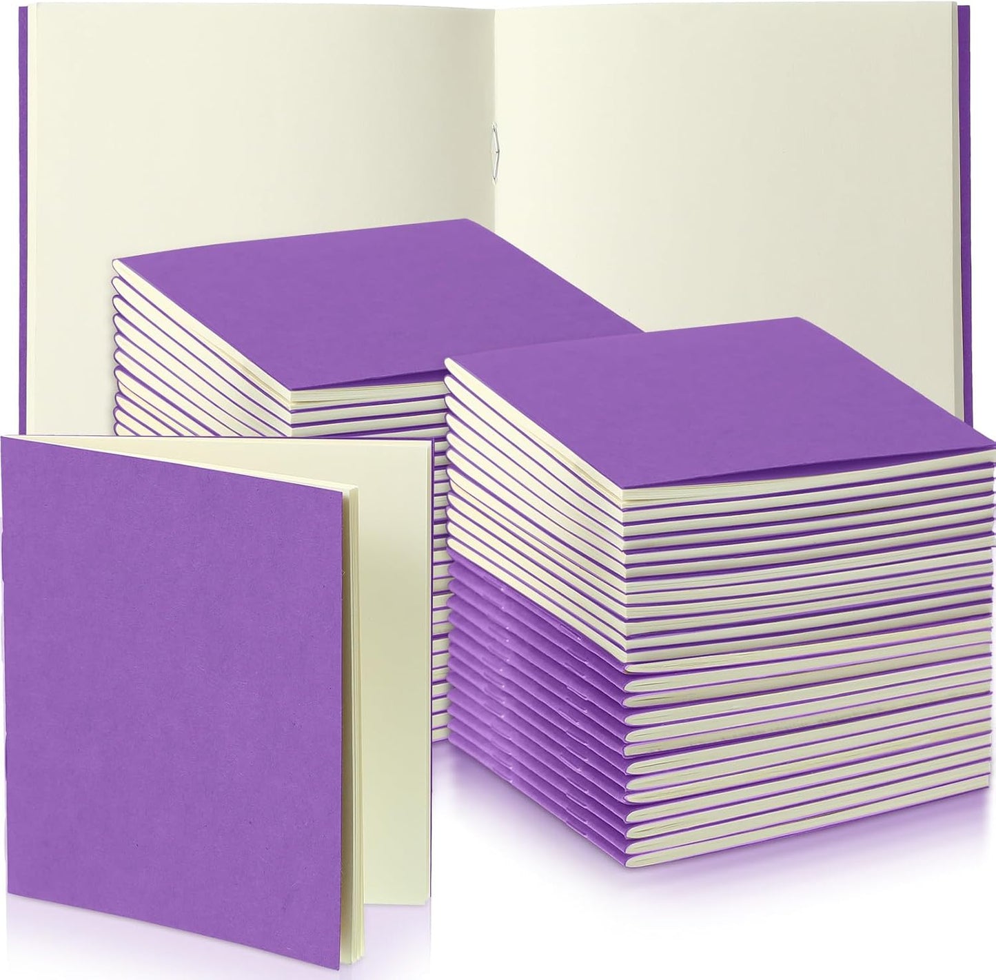 Thenshop 50 Pack Mini Pocket Kraft Notebooks Bulk 4 x 4 Inch Journal Notepads with Dot Memo Sketchbooks Writing Notepad for Party Favors Supplies (Purple,Blank Page)
