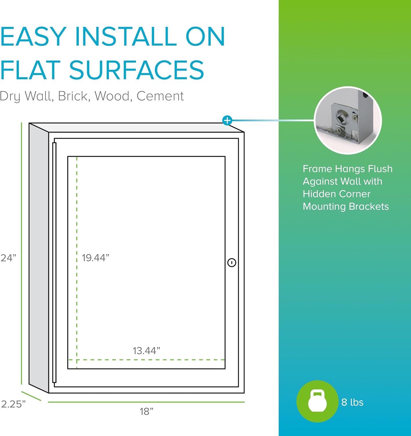 Ghent 24"x 18" 1-Door Indoor Satin Aluminum Frame Enclosed Recycled Rubber Bulletin Board, Black (PA12418TR-BK) - Made in the USA