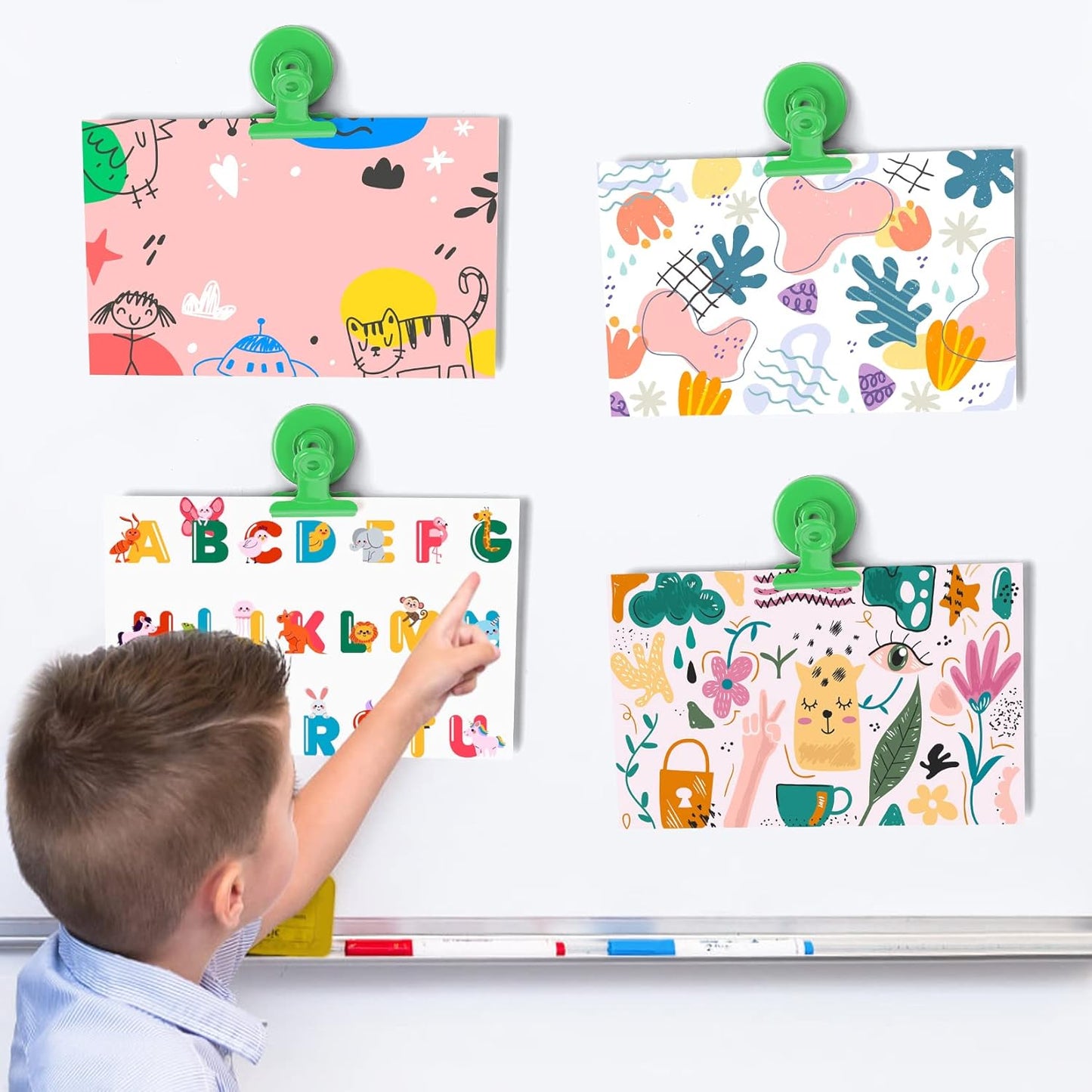 VNDUEEY 20 Pack Magnetic Paper Clip Dispenser Holder, Paperclip Dispenser for Desk, School, Office, Fridge Magnets Refrigerator Magnets, Magnet Clips for Whiteboard Locker (Green) ﻿