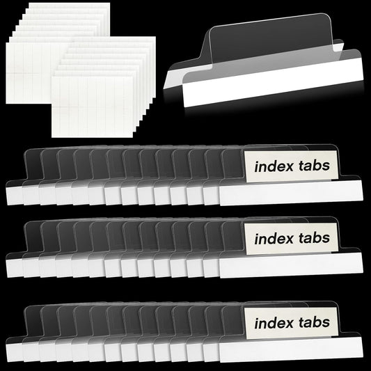 2 Inch Insertable Self-Adhesive Tabs with Printable Inserts with File Folder Labels Sticky Plastic Index Clear Divider Stick on File Self Adhesive for Book Page(200 Pieces)