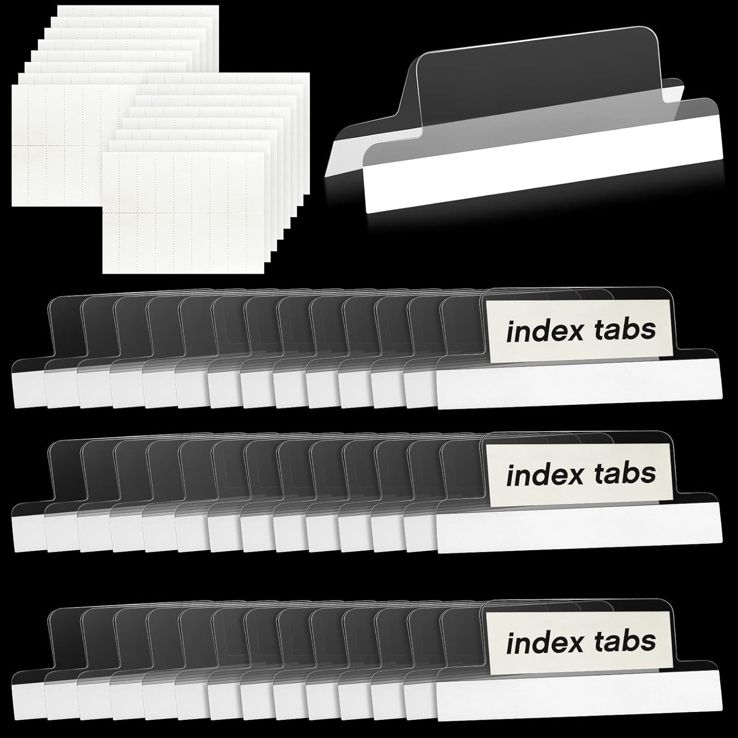 2 Inch Insertable Self-Adhesive Tabs with Printable Inserts with File Folder Labels Sticky Plastic Index Clear Divider Stick on File Self Adhesive for Book Page(25 Pieces)