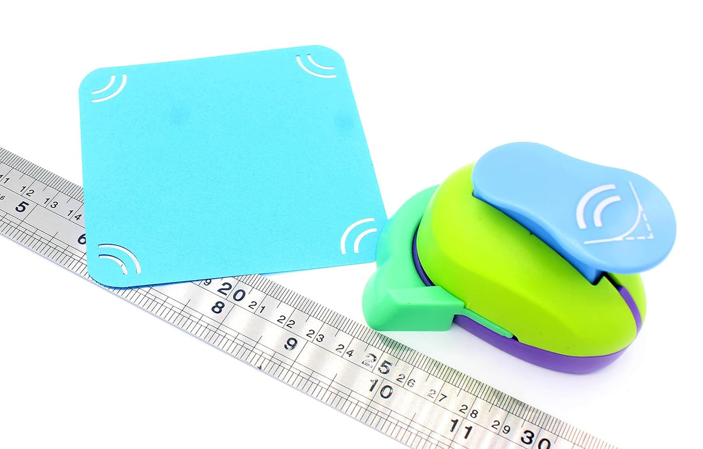 Hollow Right-Angle Embossing Punch - Handmade Scrapbooking Craft Lever Corner Punch (Double Rainbow)