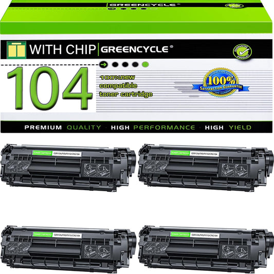 greencycle Compatible Toner Cartridge Replacement for Canon 104 FX9 FX10 FX-10 FX-9 104 ImageClass MF4100 MF4150 MF4270 MF4350d MF4370dn MF4380dn D420 D480 (Black,4 Pack)
