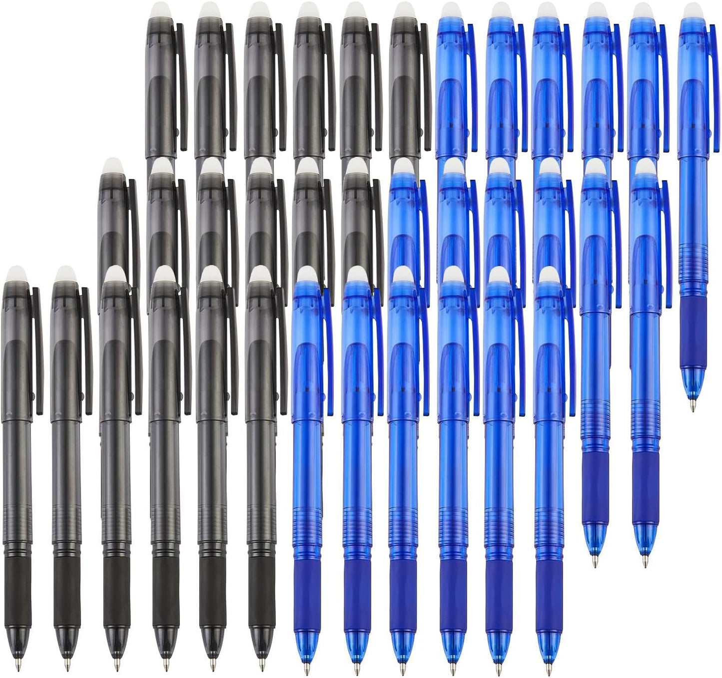 Volcanics 36 Pack Erasable Gel Pens – 18 Blue & 18 Black Gel Ink Pen, 0.7mm Fine Point, Smooth Fast-Drying, Capped Pens for School, Office, Students & Journaling