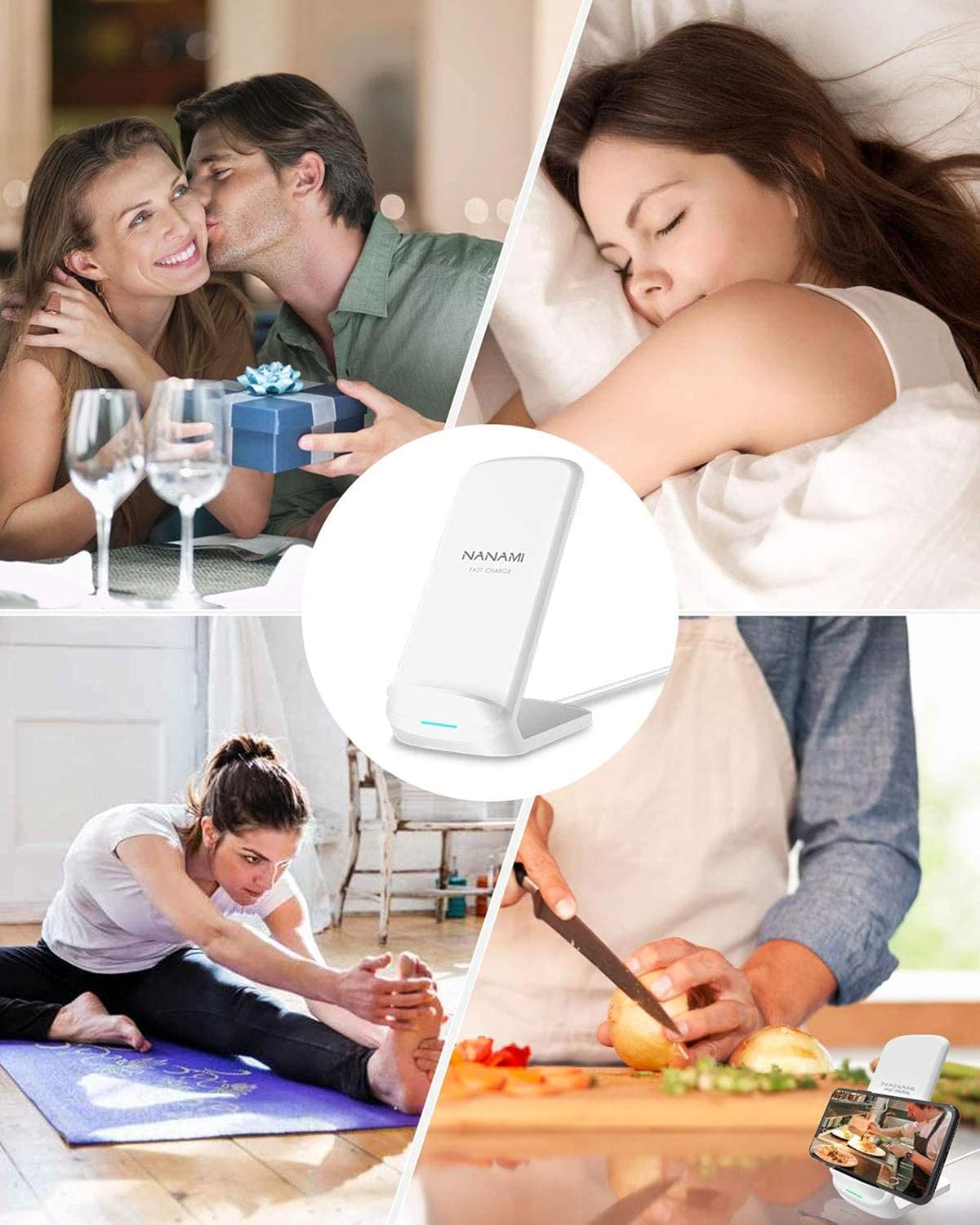 NANAMI Upgraded Fast Wireless Charger, Qi-Certified Wireless Charging Stand for iPhone 16/16 Plus/16 Pro/16 Pro Max/15/14/13/12/12 Pro & Qi Charger for Samsung Galaxy S24/S24 Ultra/S23/S22/S21/S20