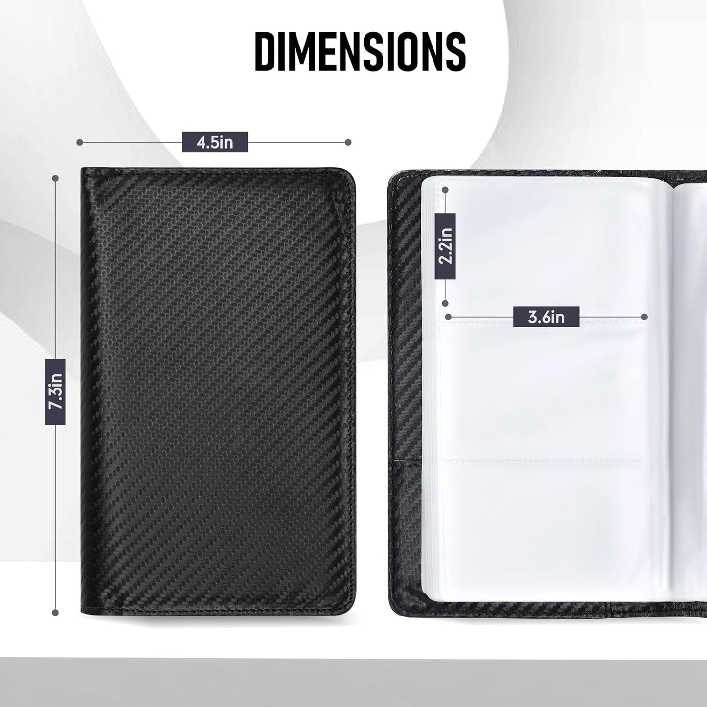 300 Business Cards Holder, 50 Pages Gift Card Holder, Professional PU Leather Credit Cards Organizer Wallet, Portable Name Card Booklet Folder Sleeves, Men Women & Office Supplies, Carbon Fiber Black