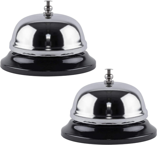 Super Z Outlet Call Bell 2-Pack - Classic Service Bell for Desk, Counter, or Reception 3.35", Gleaming Stainless Steel, Corrosion-Resistant, for Home, Office, School