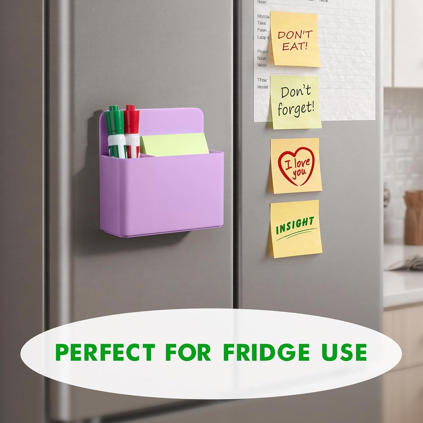 2 Pcs Magnetic Dry Erase Marker Holder for Whiteboard, Plastic Magnetic Pen Holder for Refrigerator Fridge, Magnet Pencil Cup for School Classroom, Locker Accessories,Pen Cup Organizer-Purple