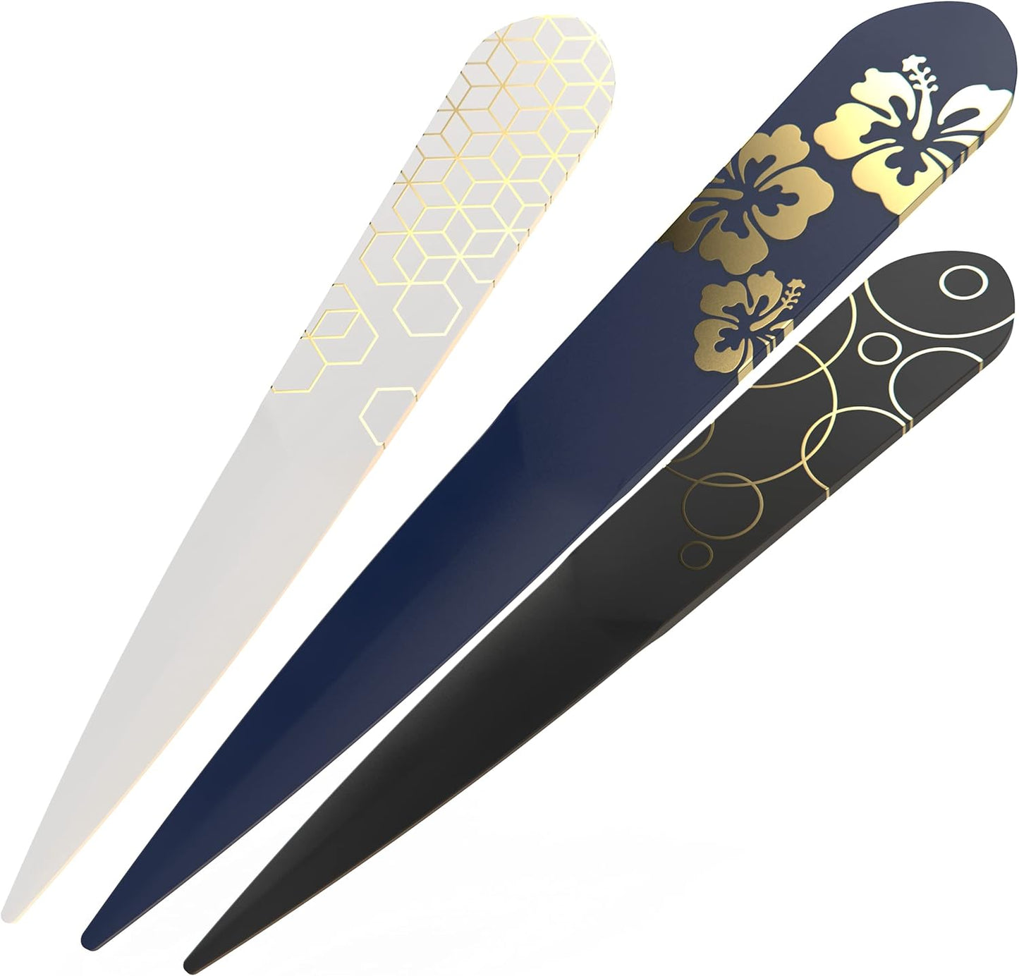 Uncommon Desks Letter Opener - 3 Pack Plastic Letter Opener with Trendy Designs, Safe Plastic Edge, Wide Ergonomic Handle for Comfort and Grip