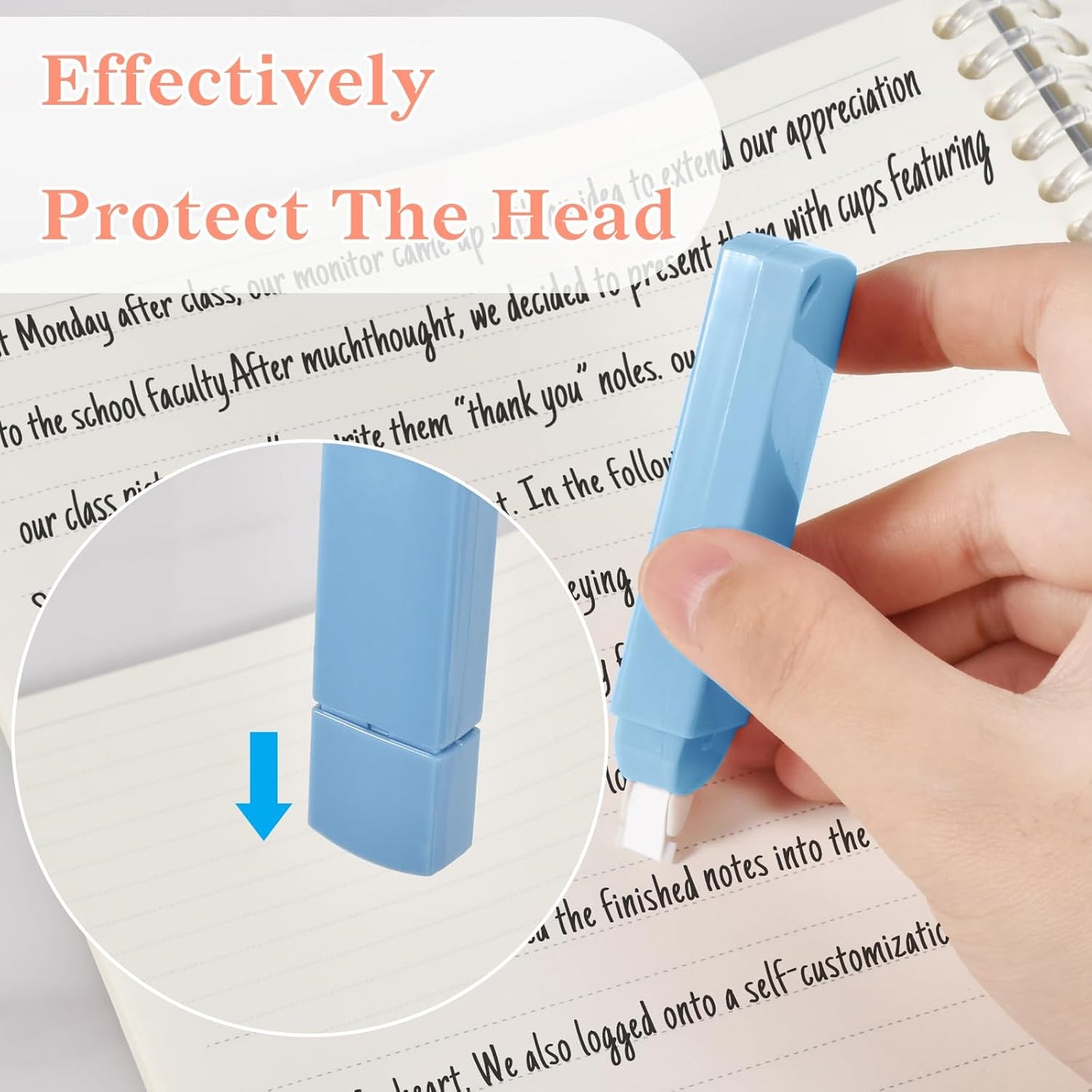 Temiary 6Pcs Mini White Correction Tapes, Quick Dry Smooth Pull Out for Writing, Aesthetic Cute Correction Tape Set Easy To Use for Students School Office Supplies (Blue)