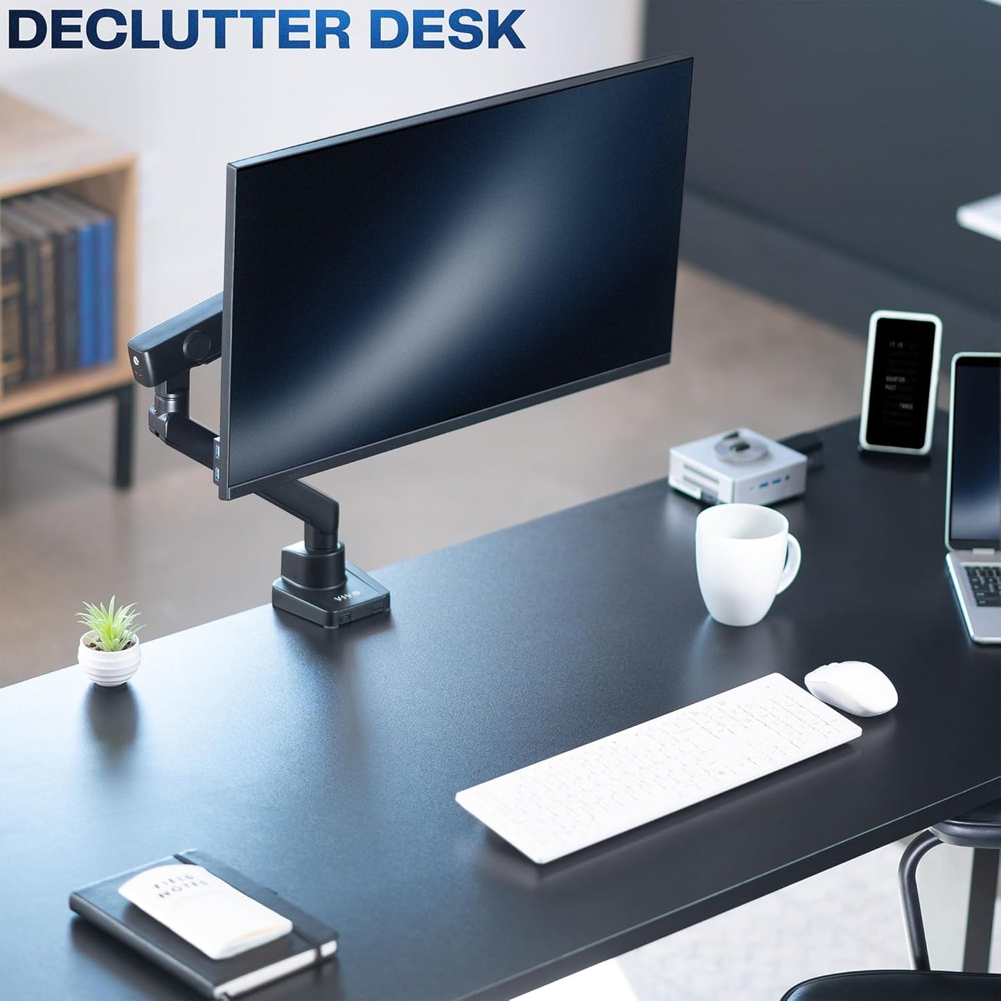 VIVO Premium Aluminum Full Motion Single Ultrawide Monitor Desk Mount Stand with Lift Engine Arm, Fits Screens up to 40 inches, STAND-V101BB