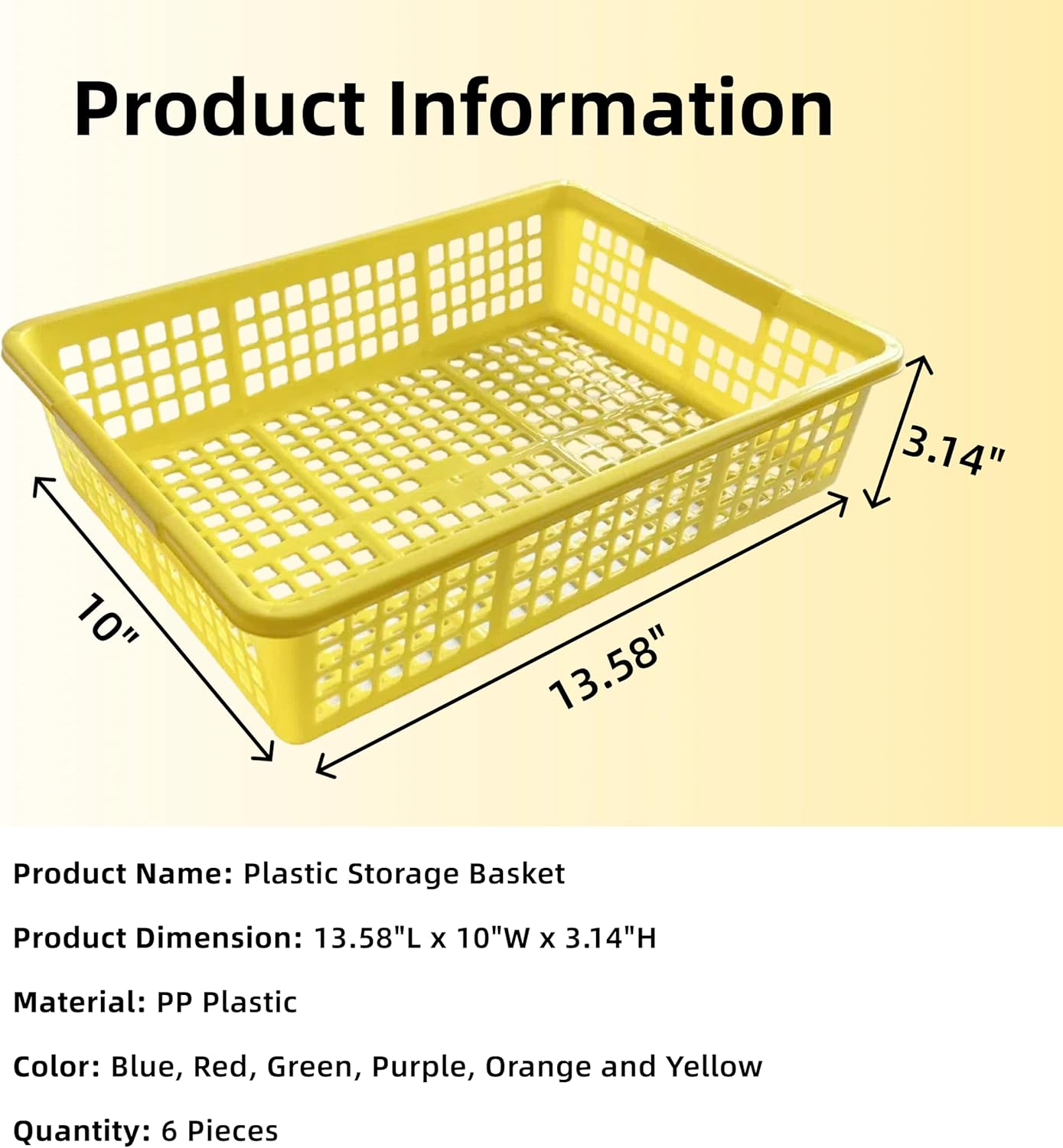 6 Pack Plastic Turn in Paper Trays for Classroom, Colorful Storage Bin Basket Organizers for School Supplies, Classroom Organization and Storage Tray Holds 4A Paper