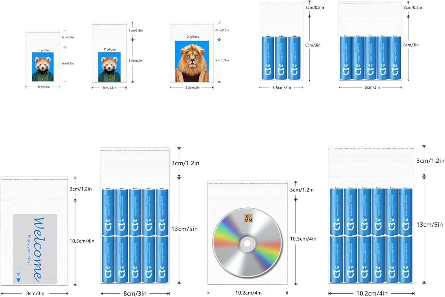 2" x 2" Cellophane Self Seal Bags - 500pcs Small Clear Plastic Cello Bags for Jewelry, Earrings, Candies, Bakery, Cookies & Gifts (9 Sizes)