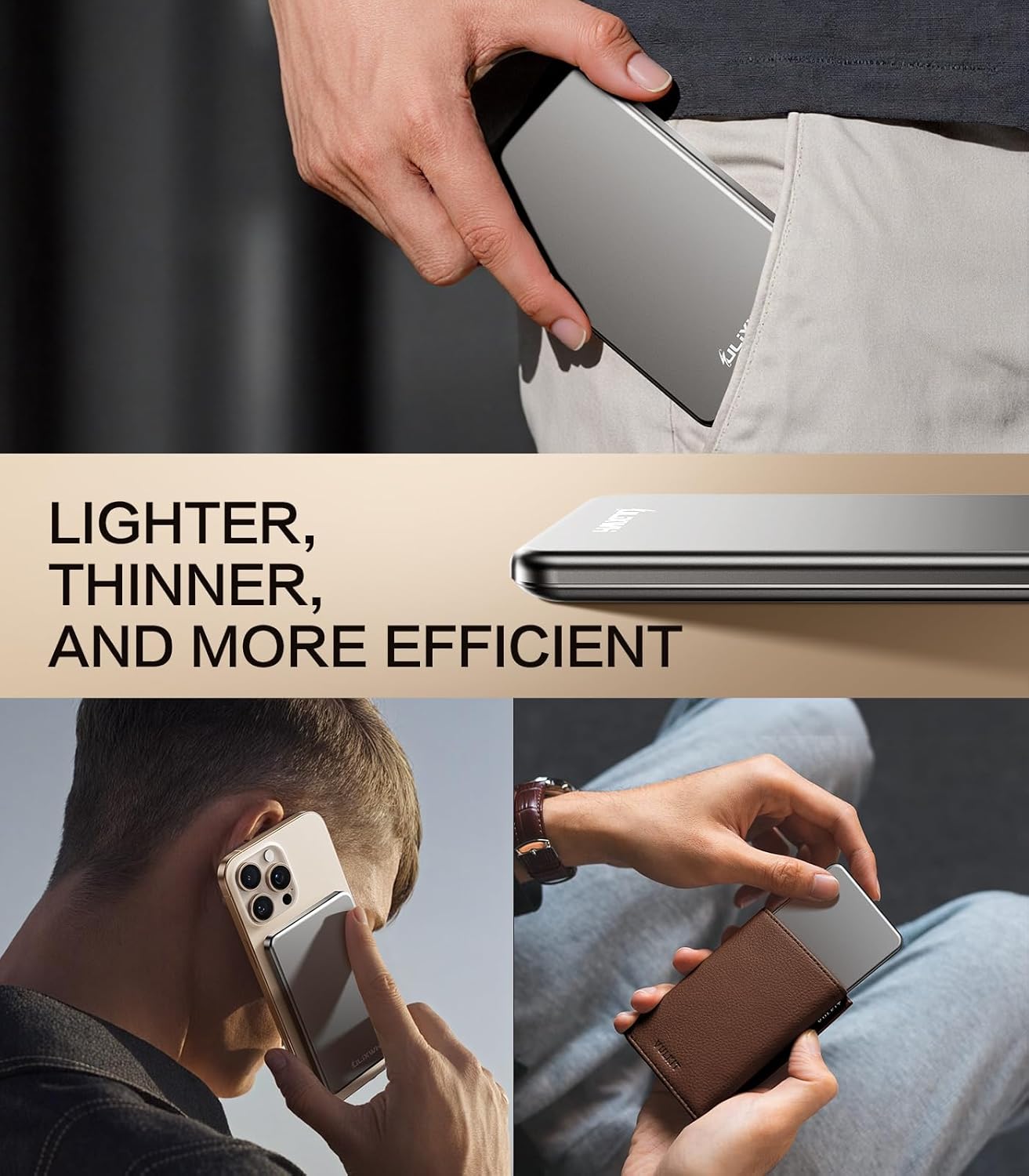 [0.3" Ultra Slim] [Alloy-Made] ULiXWH for Magsafe Portable Charger for iPhone, 2025 Upgrade 5000mAh Fast Charging Magnetic Power Bank, Wireless Battery Pack for iPhone 17 Air 16 15 Pro Max 14 13, Grey