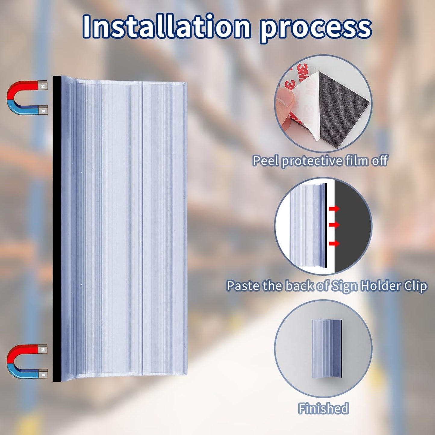 10 Pack Magnetic Sign Holder Sign Holder Clip Adhesive Sign Holder 3*1.6*1.2inch Holding Clamp Sign Signage Clips for Retail Store Counters Warehouses Include Magnetic Sheets with Adhesive Backing