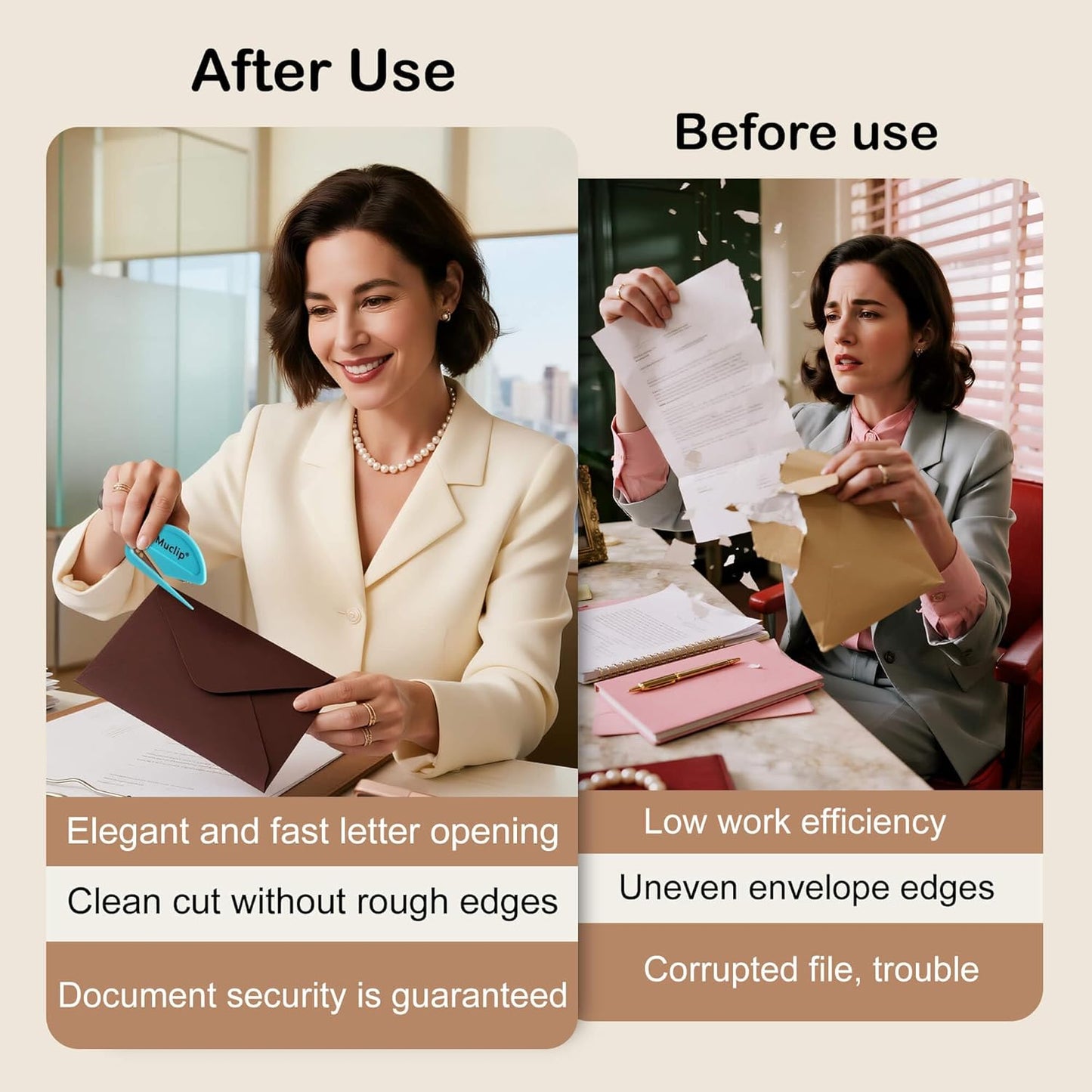 8 Pack Letter Opener Envelope Slitter - Ergonomic ABS Grip, Hidden Stainless Steel Blade,Fast Opener for Envelope,Letter，Mail,Package,Ideal for Office,Home,Business (Boxed)