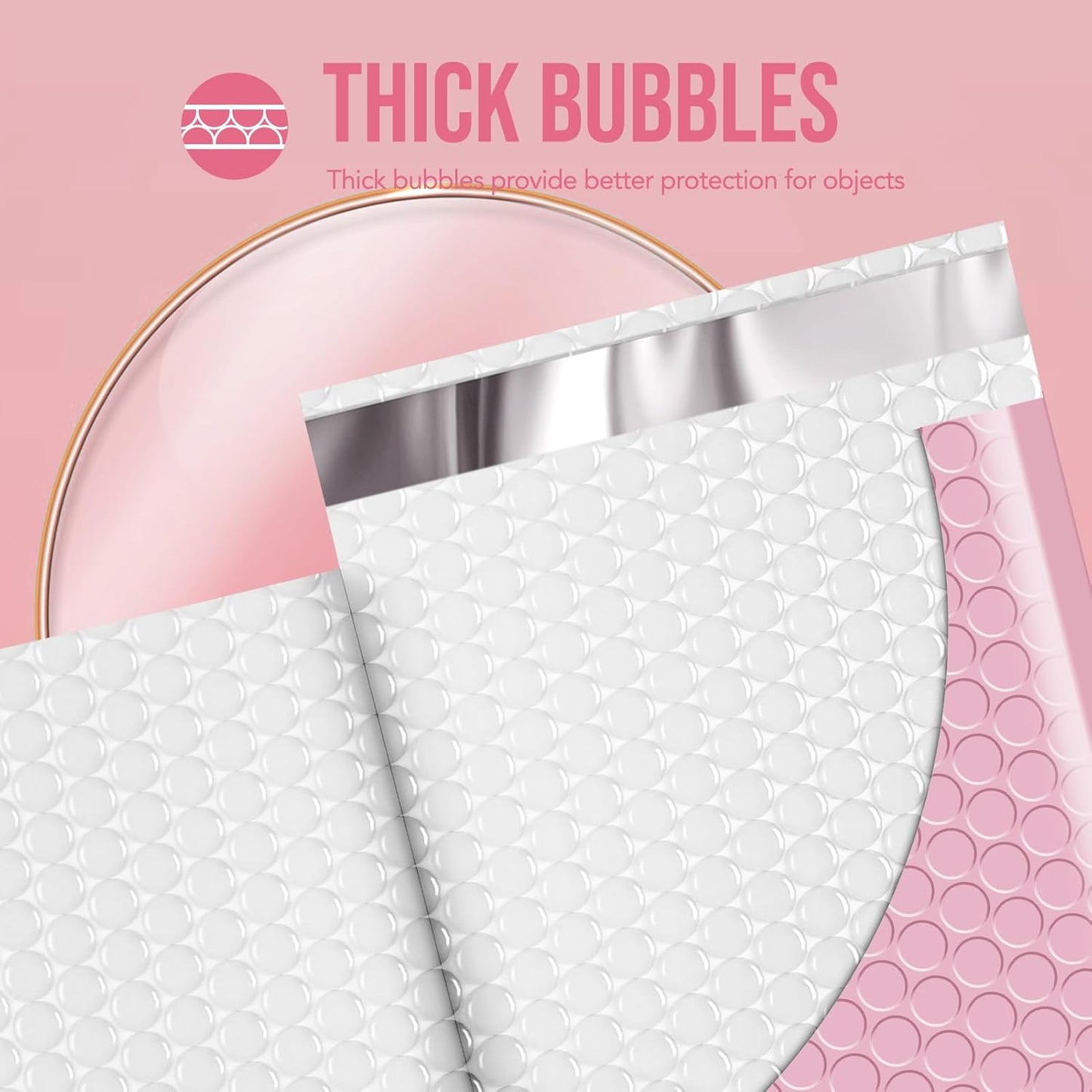 Fuxury Bubble Mailers 8.5x12" 40 Pack Thick Large Bubble Envelopes Opaque Cushion Padded Mailers for Mailing Books Clothes Small Business, Light Pink #2