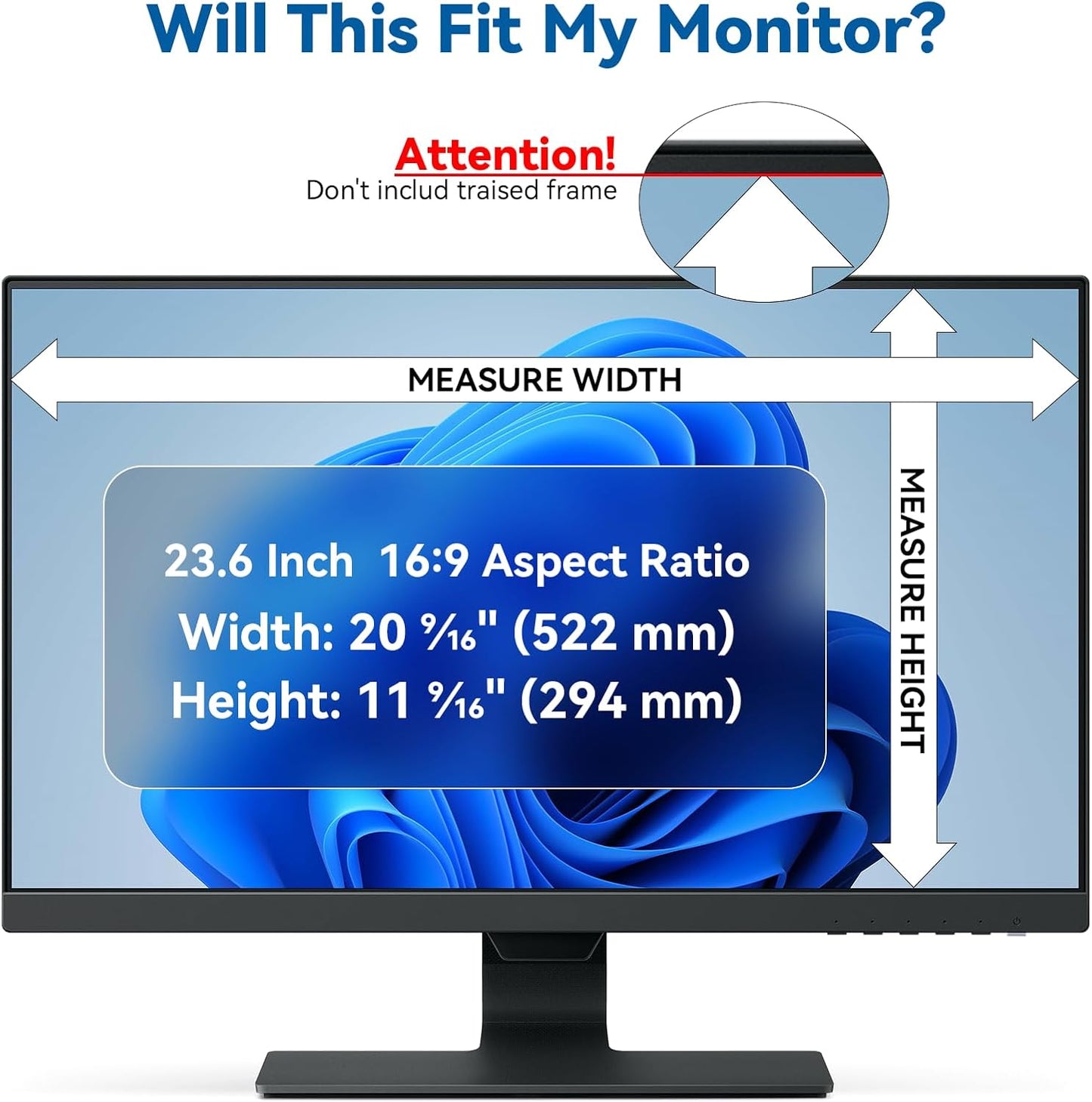 IPROKKO [2-Pack] 23.6 Inch Computer Privacy Screen Filter for 16:9 Widescreen Monitor, Removable 23.6in Anti Blue Light Glare Privacy Shield, Anti Spy Security Protector for Hp Dell Asus Acer Samsung