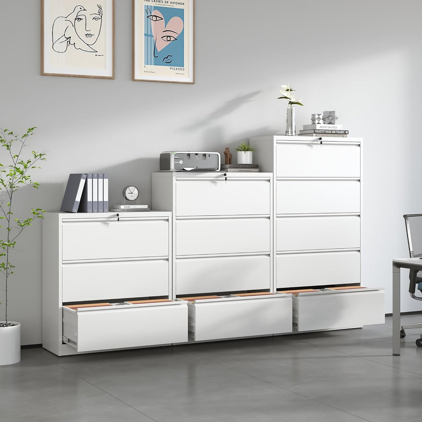 Locking Filing Cabinet with 5 Drawer Heavy Duty Large Metal File Cabinet Home Office Lateral File Cabinets Wide Steel Cabinet for Legal/Letter Size File,Assembly Required