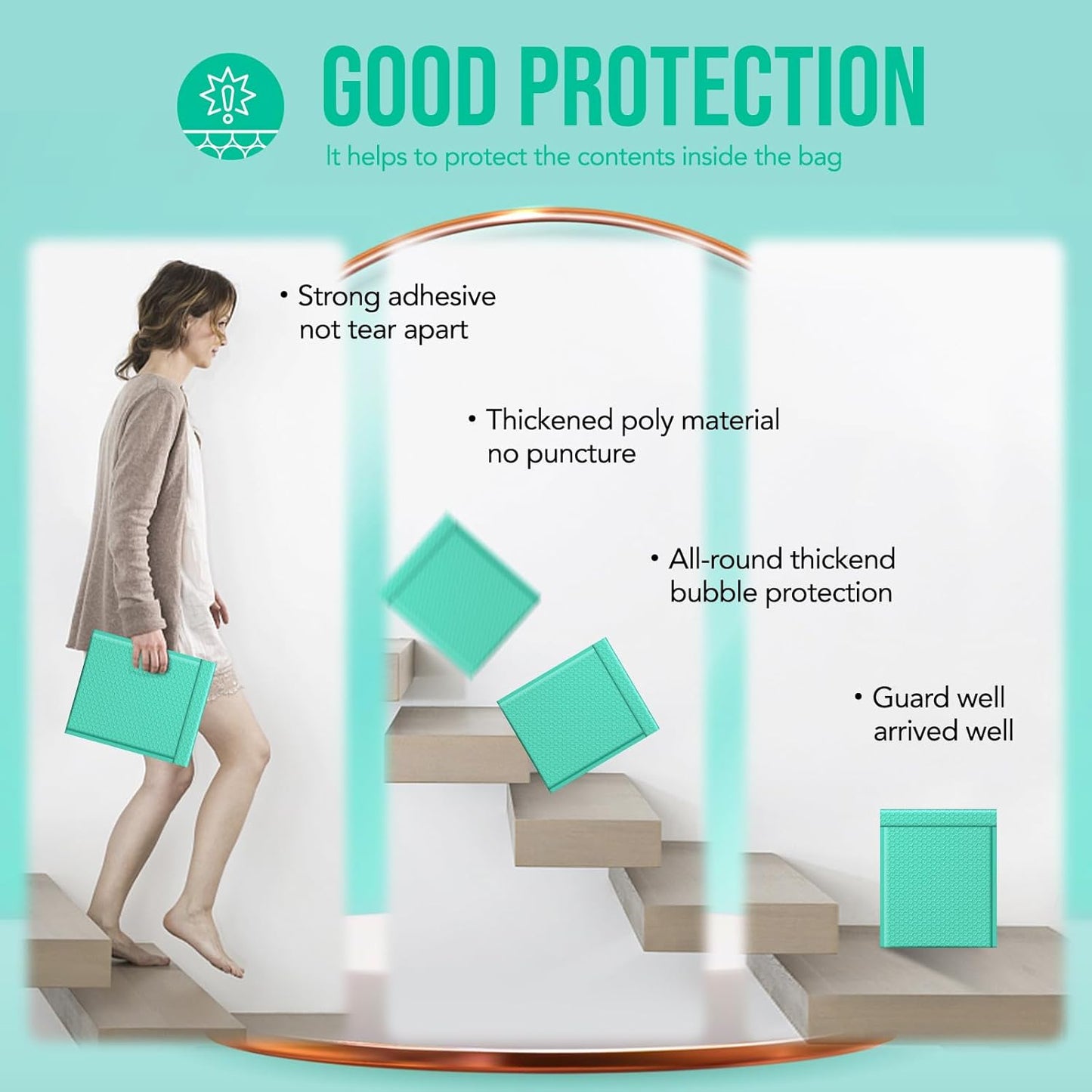 Fuxury Bubble Mailers 8.5x12 Inch 40 Pack Self Seal Large Bubble Envelopes Water Resistant Thick Cushioning Mailer for Small Business Packaging, Mailing Teal #2