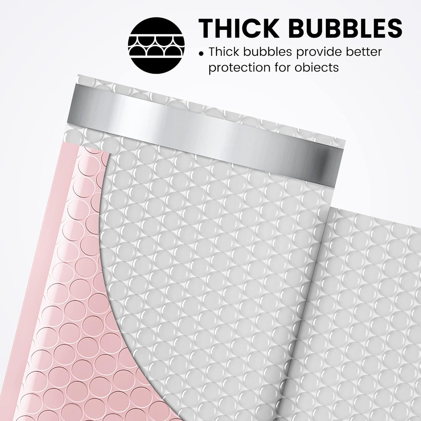 Fuxury Small Bubble Mailers 4x8" 100 Pack Light Pink Bubble Mailer Usable Size 4x7" Self Seal Padded Envelopes Mother's Day Gifts Mailing Envelopes Bubble Padded for Shipping