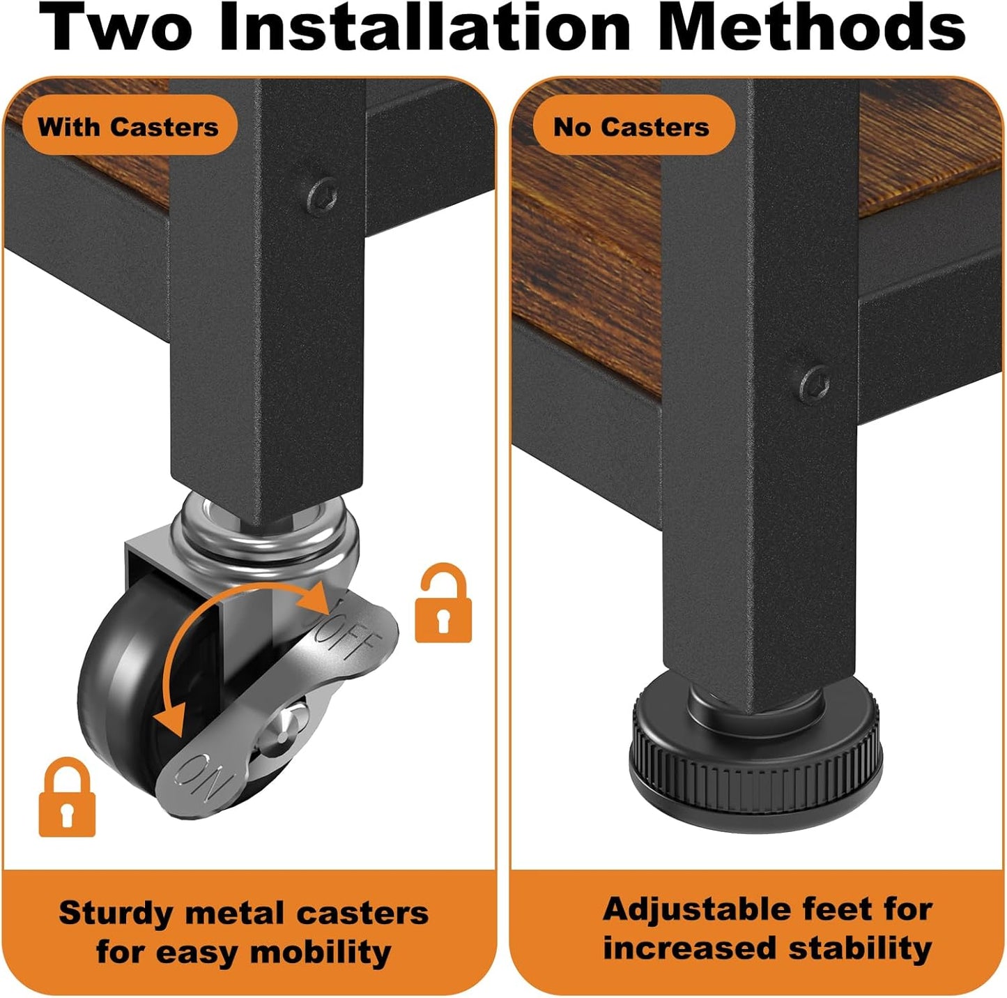 EasyCom Large Printer Stand with Storage Drawer, 5 Adjustable Shelf & 3-Tier Rolling Cart with Industrial Wheels for Desk, Mobile Printer Table for Home Office Fits 3D Printer Scanner Fax Rustic Brown