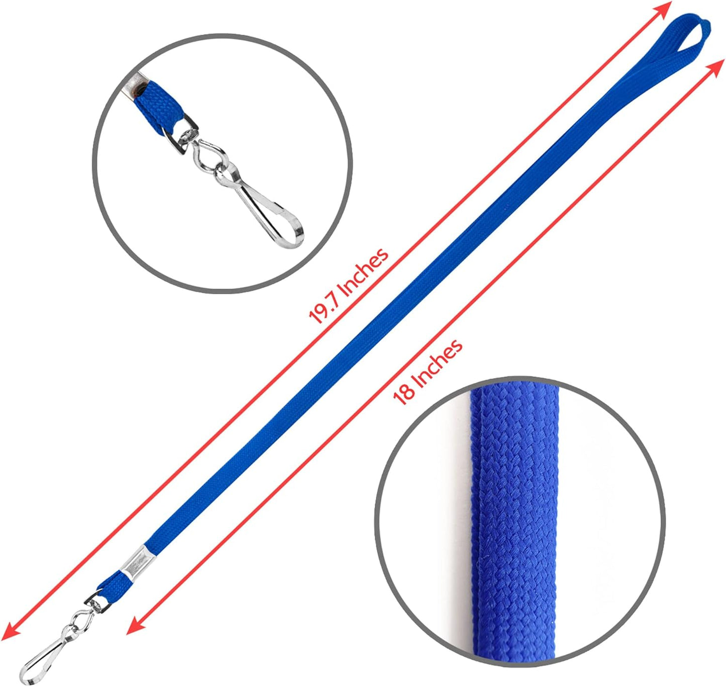 100-Pack Blue Lanyards for ID Badges with Swivel J-Hooks - Versatile Neck Lanyard for Keys, Card Holders, Whistles, and More - Ideal for Offices, Teachers, Kids, and Cruise Ship Cards