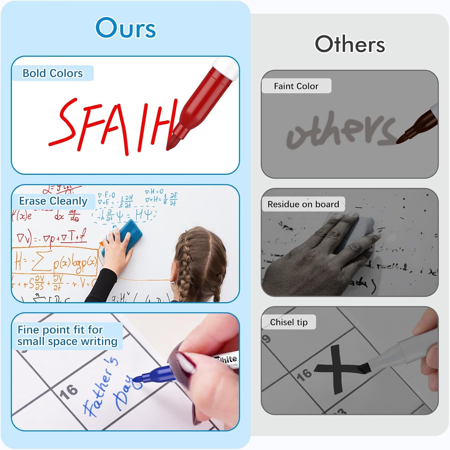 SFAIH Dry Erase Markers Fine Point 12 Colors, 72 Pack (6 Dozen) - Bulk Low Odor Whiteboard Markers for Semester Supply, Office Inventory, Art Studio | 5 Sizes: 12/24/48/72/144 Packs