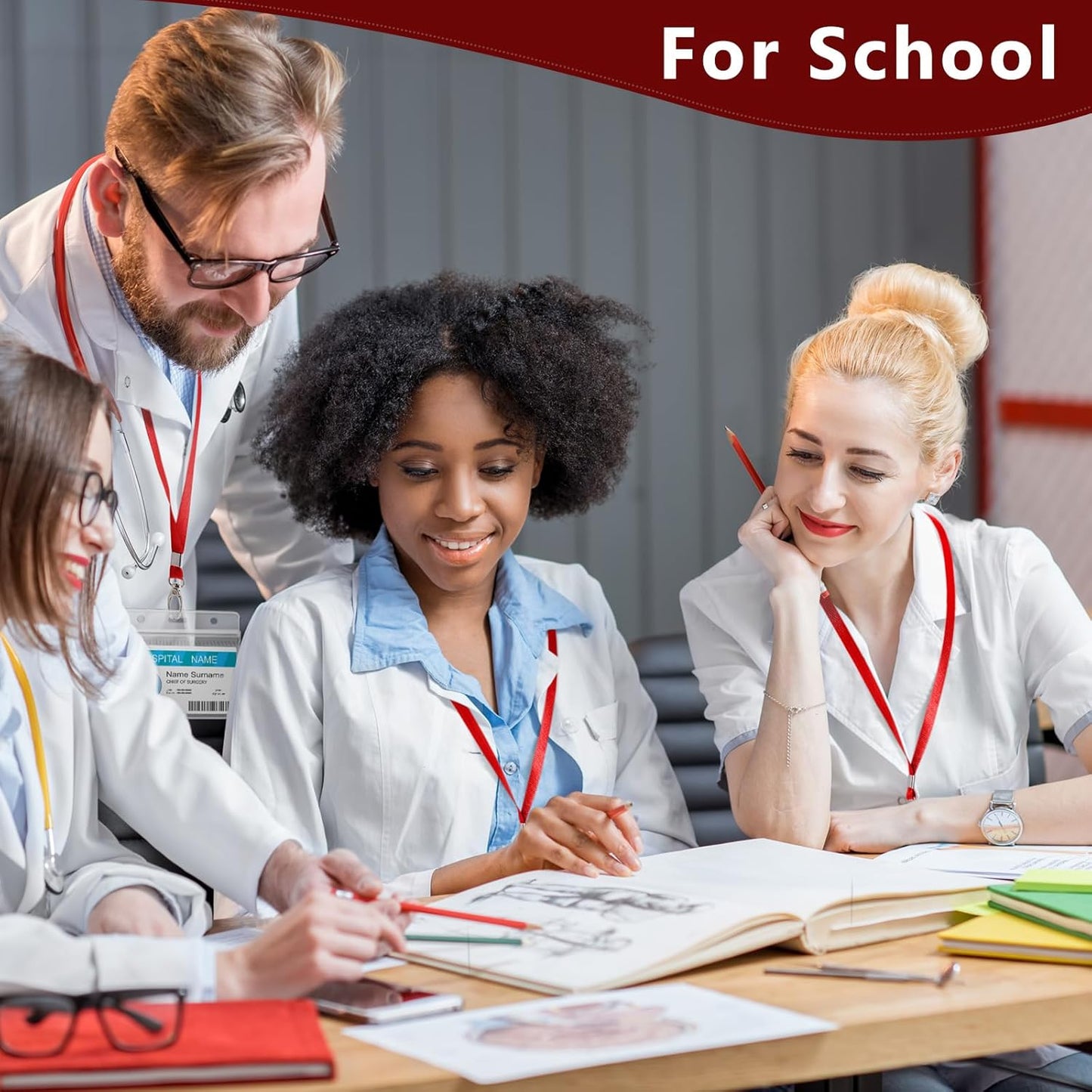 Harloon 150 Pcs Lanyards Breakaway Bulk Neck Flat Lanyard with Detachable Buckle and Clip Swivel Hooks for Badge Holder