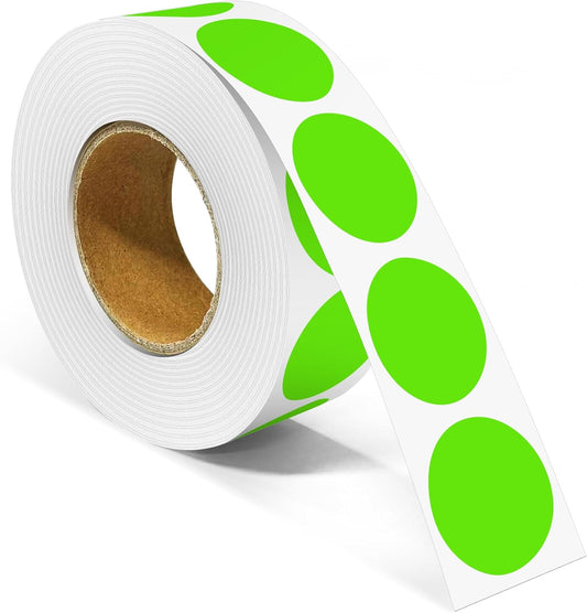 1 Inch Round Color Coding Labels, 1000 Dots Per Roll Light Green Color Coded Dot Stickers, Round Color Dot Labels for Organizing, Filing, and Storage