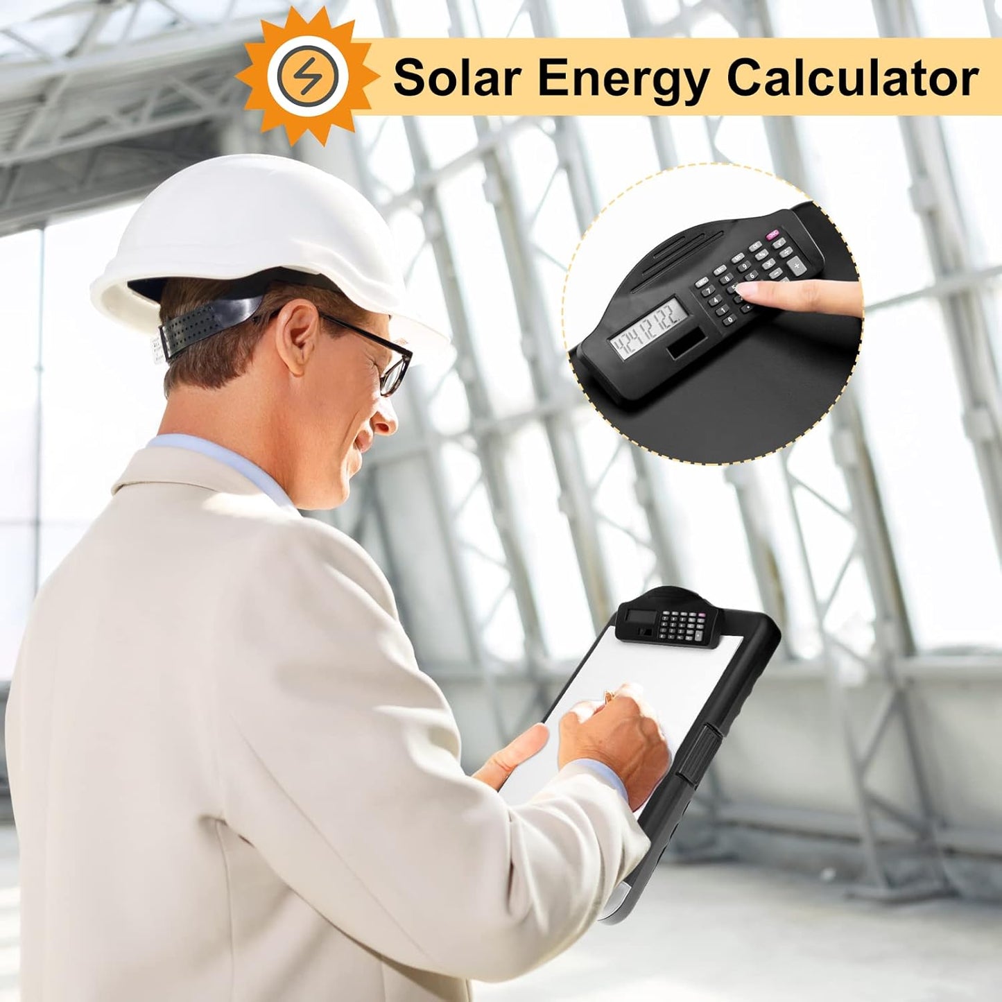 Geyoga 2 Packs Calculator Clipboard with Storage 14 x 10 x 2.6 Inches File Folder Plastic Storage Clipboard Letter Size File Folder with Low Profile Clip for School Classroom Office