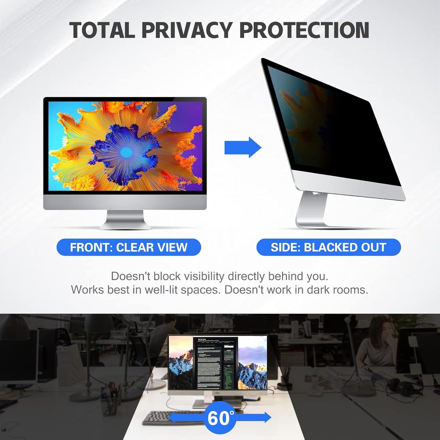 17 Inch - (5:4) Aspect Ratio Privacy Screen Filter for Square Computer Monitors - Anti-Glare - Anti-Scratch Protective Film