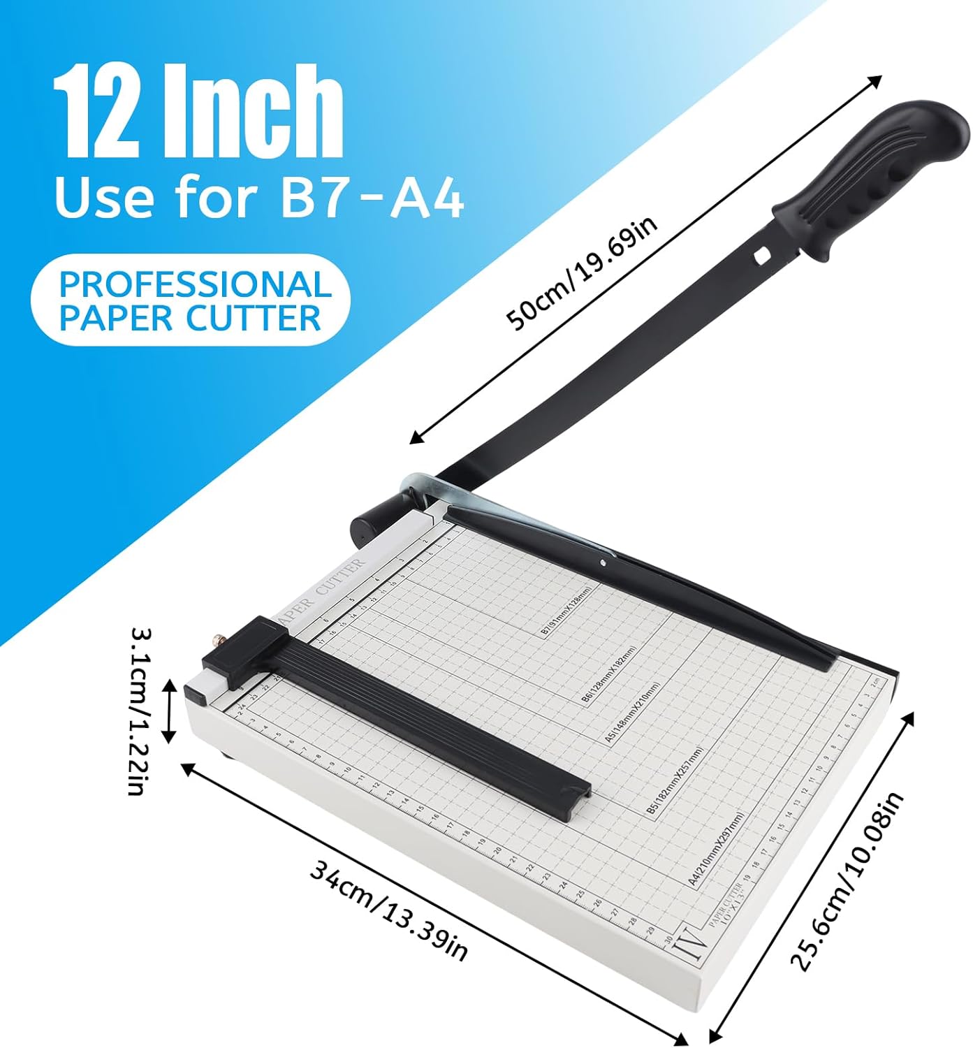 12" Guillotine Paper Cutter, Heavy Duty Paper Trimmer Cutter 12-Sheet Capacity Trimmer with Corner Rounder for Cardstock, Photos, Cardboard, Crafts