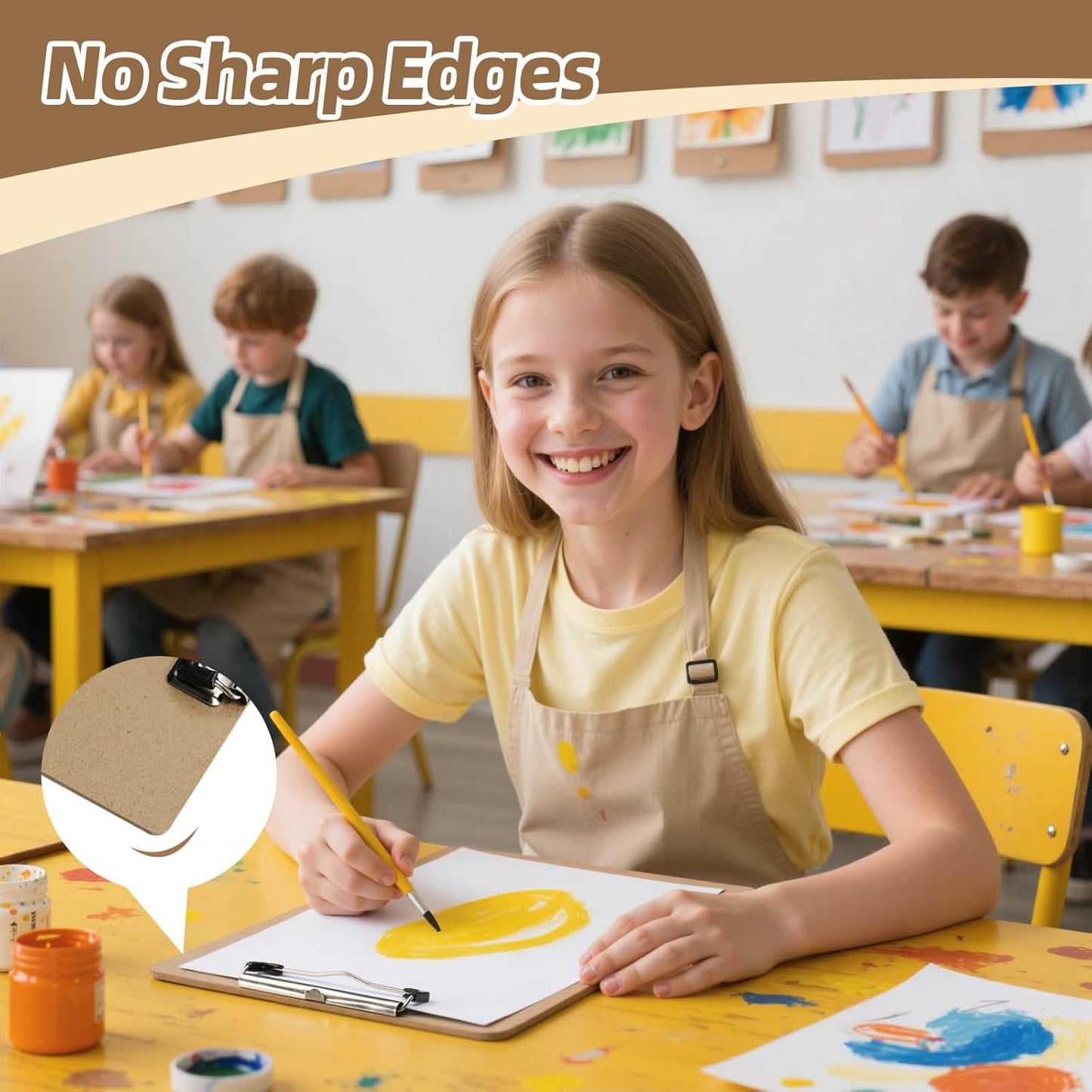 HappyHapi 42 Pack Clipboard 8.5 x 11 Letter Size Clip Boards Bulk, A4 Wooden Hardboard Office Clipboards Pack for Classroom, Work-Meetings, Brown